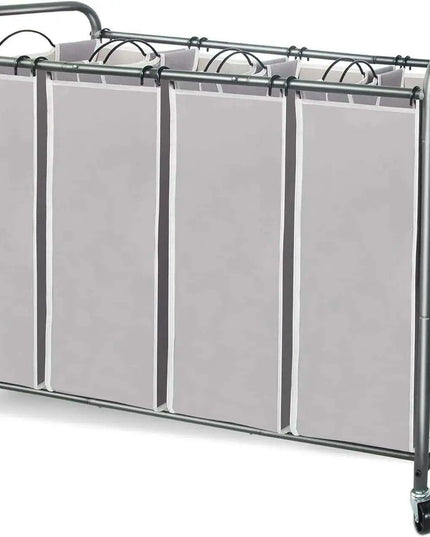 4-Section Portable Laundry Organizer with Waterproof Bags for Effortless Sorting