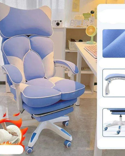 Nordic Luxe Gaming Chair with Genuine Leather and 360-Degree Swivel