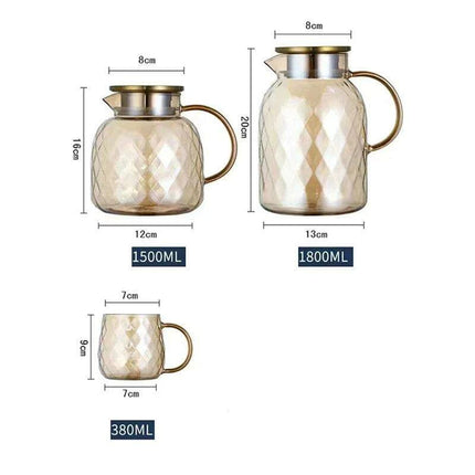 Amber Elegance: Stunning Glass Teapot with Yixing Clay Kettle and Built-in Strainer