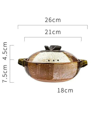 Elegant Tri-Section Japanese Clay Casserole: Perfect for High-Heat Culinary Creations