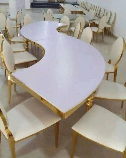 Elegant Stainless Steel Half Moon S-Shape MDF Event Table