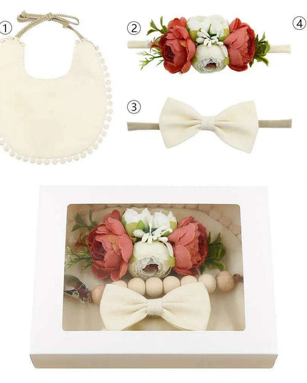 Charming Holiday Floral Baby Bib Set with Pacifier Clip - Perfect Christmas Gift