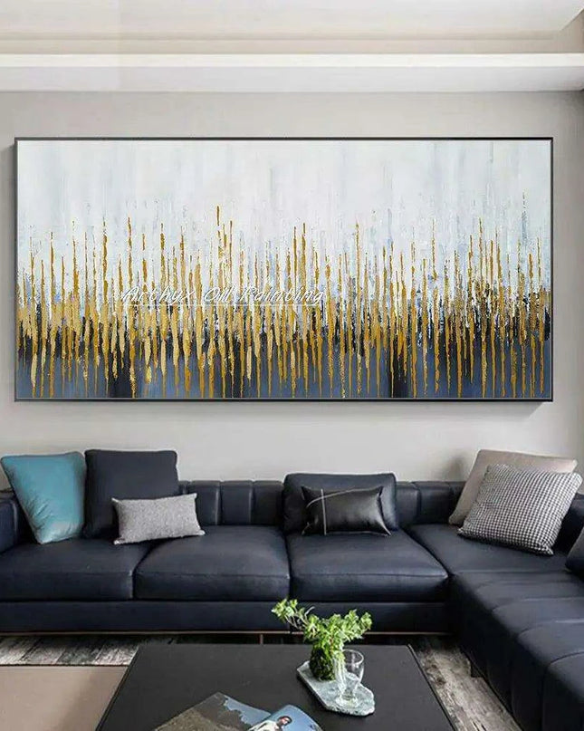 Hand-Painted Abstract Oil Canvas: Artistic Elegance for Chic Home Decor