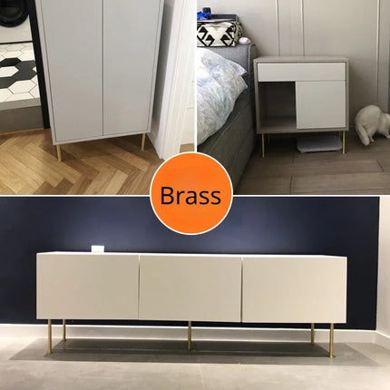 Luxury Solid Brass Furniture Leg — Minimalist Cabinet & Sofa Support Foot, 110mm to 210mm