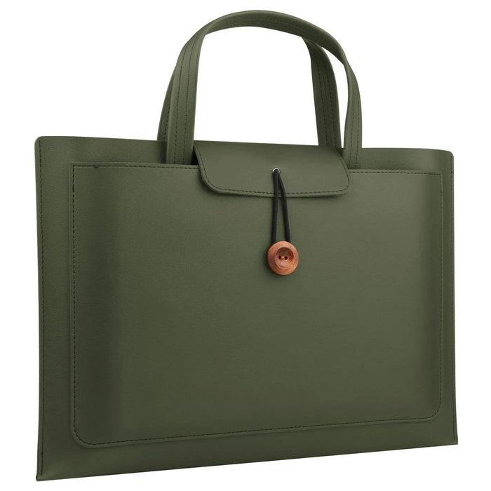 Stylish Faux Leather Laptop Tote with Innovative Features for MacBook Air and Tech Essentials