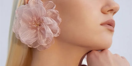 White yarn exaggerated earrings 2025 new fashion Korean version big flowers super fairy fashion bride 925 silver needle earrings white-yarn-exaggerated-earrings-2025-new-fashion-korean-version-big-flowers-super-fairy-fashion-bride-925-silver-needle-earrings