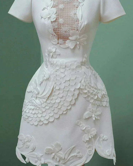 A-line Dress with 3D Floral Accents for Women's Evening