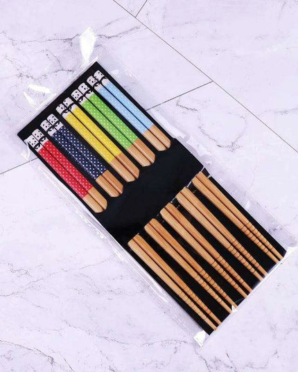 Eco-Friendly Bamboo Chopsticks Set - 5 Pairs for Sushi and Asian Delicacies