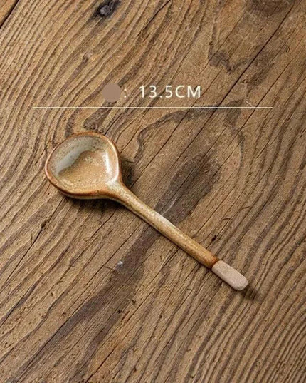 Elegant Long-Handled Japanese Ceramic Spoon - Enhance Your Culinary Presentations