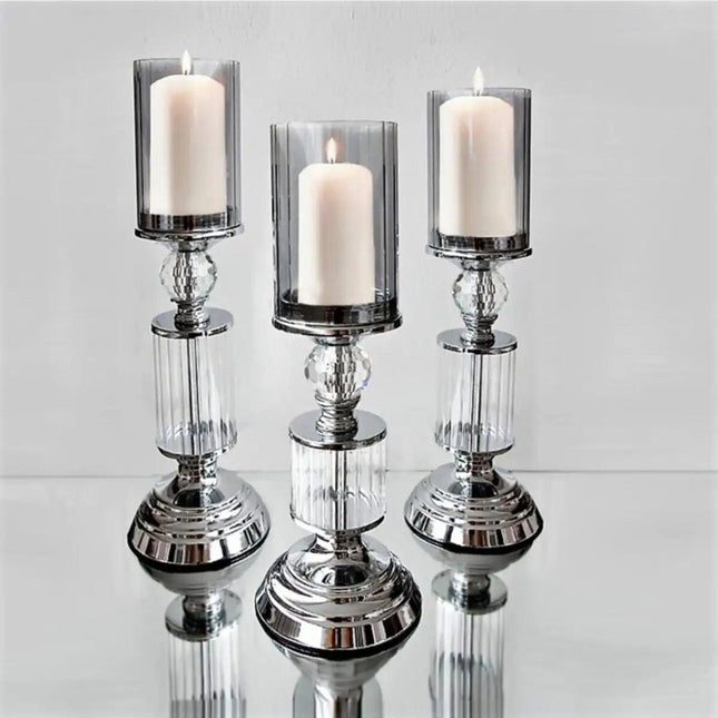Exquisite Crystal Glass Candle Holder Set for Sophisticated Home Décor