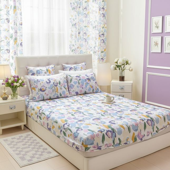 Cotton Fitted Sheet — Printed, Elastic Band, Multi-Size | Très Elite