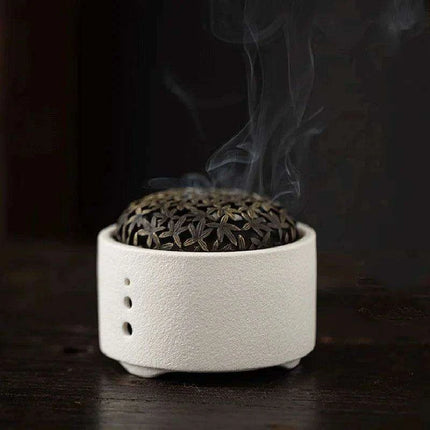Elegant Zen Ceramic Incense Burner with Mesh Cover - Stylish Home Decor Ashtray and Relaxation Plate