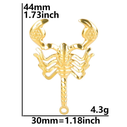 Beads Cage77 Punk Animal Charm Pendant - Gold Plated Stainless Steel