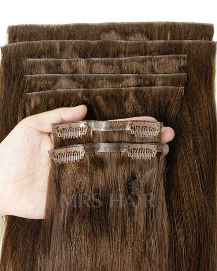 Invisible Seamless Clip-In Human Hair Extensions - 8 Piece Set, 100G/120G, 12-22 Inch Lengths