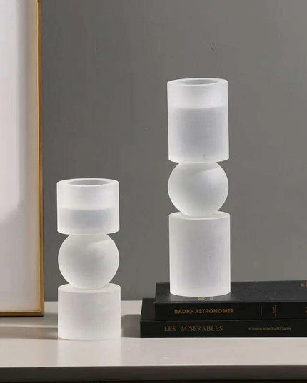 Geometric Glass Crystal Candle Holder - Chic Home Decor Accent