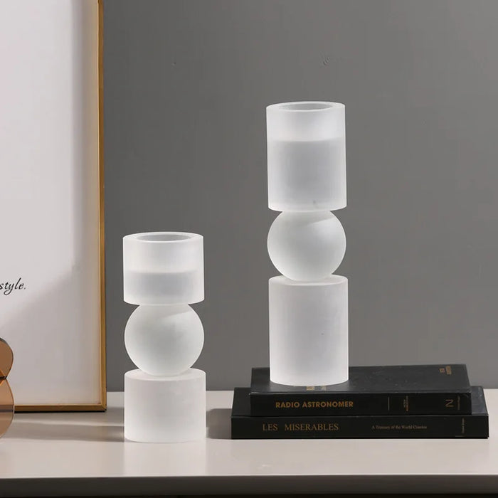 Elegant Geometric Glass Candle Holder - Modern Cylinder Glow