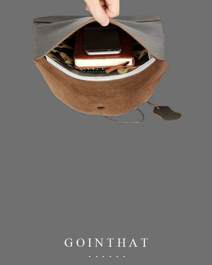 Sleek Leather A4 Document Organizer and Tech Case - Your Essential Business Companion