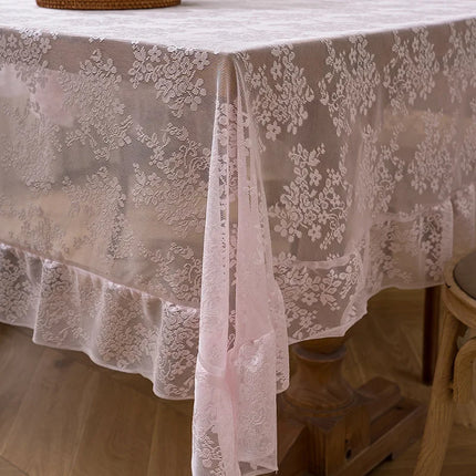 French Embroidered Lace Tablecloth – Floral Hollow Design