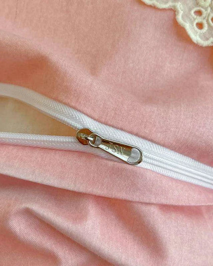 Korean Princess Floral Lace Ruffle Cotton Bedding Collection - Luxurious Single/Queen Duvet Cover, Sheet, and Pillowcase Set (3/4 Pieces)