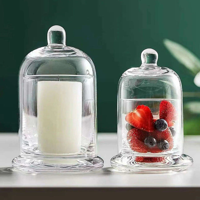 Elegant Glass Tealight Holder with Protective Dome for Timeless Home Decor