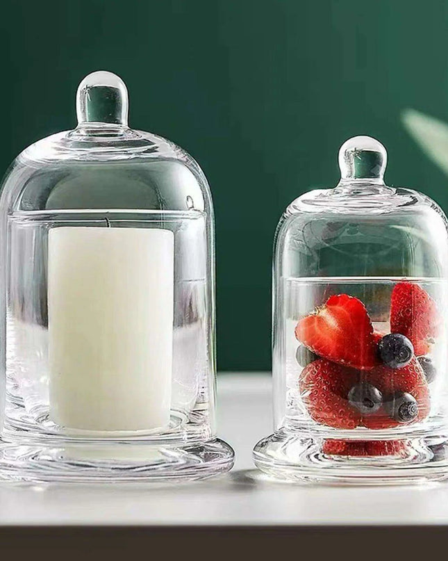 Elegant Glass Tealight Holder with Protective Dome for Timeless Home Decor