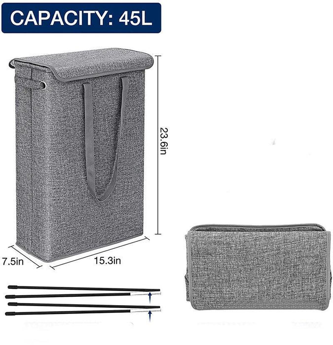 Stylish Waterproof Foldable Laundry Hamper - 45L Capacity with Lid