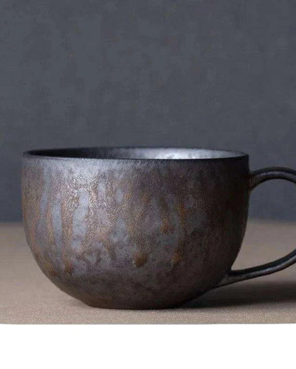 Nordic Charm Ceramic Coffee Mug with Hanging Ear and Gilt Couple Design