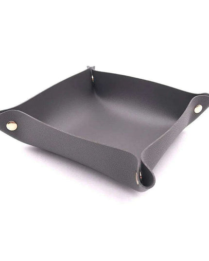 Chic Faux Leather Folding Valet Tray - Elegant Organizer for Home and Office