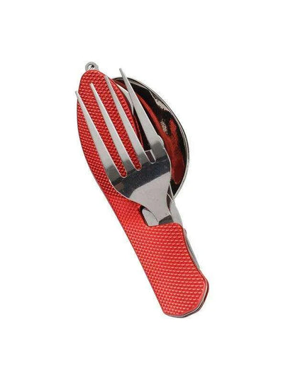 Multi-Functional Outdoor Dining Utensil Set: Fork, Spoon, Knife & Bottle Opener for Campers and Hikers