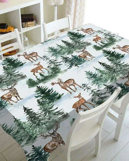 Festive Waterproof Polyester Christmas Lightweight Tablecloth for Holiday Partie