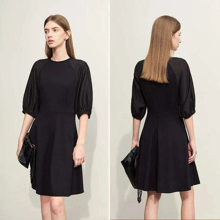 Chic Summer A-Line Dress with Stylish Spliced Shoulder Sleeves