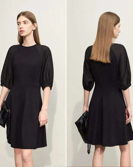 Chic Summer A-Line Dress with Stylish Spliced Shoulder Sleeves