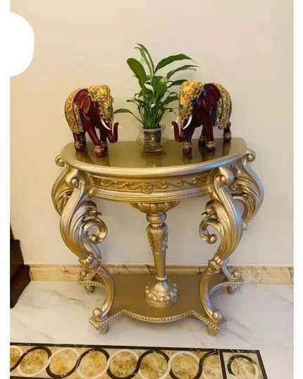 Vintage European Elegance Console Table with Intricate Carvings - Timeless Style & Practical Design