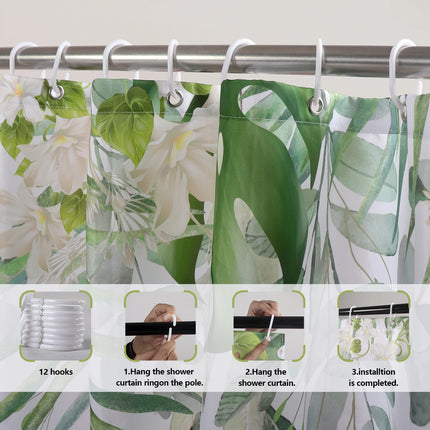 Custom Photo Shower Curtain – Waterproof Polyester with Hooks, 11 Sizes