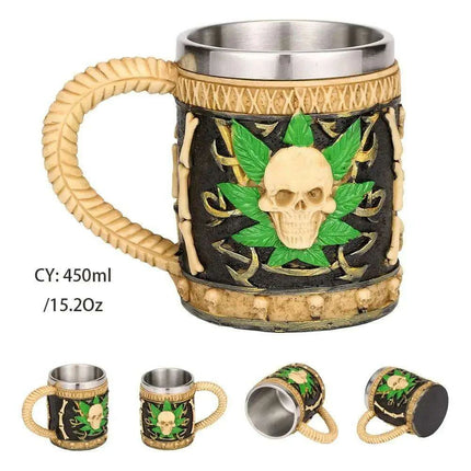 Skull Viking Pirate Tankard: Resin Steel Drinking Vessel & Decor Accent