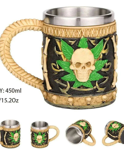 Skull Viking Pirate Tankard: Resin Steel Drinking Vessel & Decor Accent