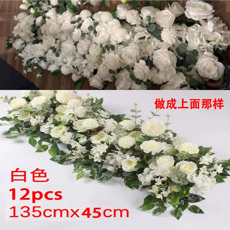 Silk Rose Flower Row Table Centrepiece