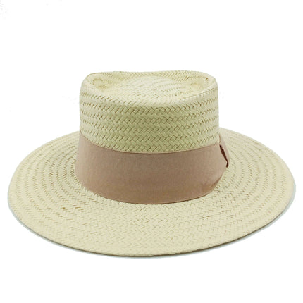 Chic Adjustable Wide Brim Straw Hat for Women - Stylish Sun Protection Beach Accessory Available in 50 Colors