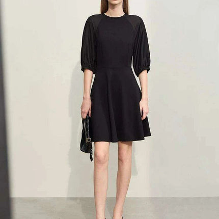 Chic Summer A-Line Dress with Stylish Spliced Shoulder Sleeves