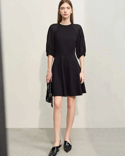 Chic Summer A-Line Dress with Stylish Spliced Shoulder Sleeves