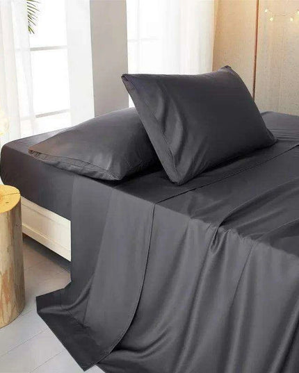 Bamboo Fiber Cooling Bedding Collection - Complete Set with Fitted Sheet, Flat Sheet, and Pillowcases in Multiple Sizes