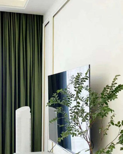 Vintage Green Luxe Blackout Drapes with Elegant Pleat Design
