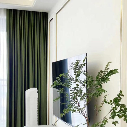 Vintage Green Luxe Blackout Drapes with Elegant Pleat Design