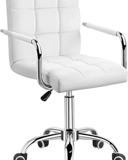 Sleek Adjustable Ribbed PU Leather Office Chair with Stylish Geometric Accents