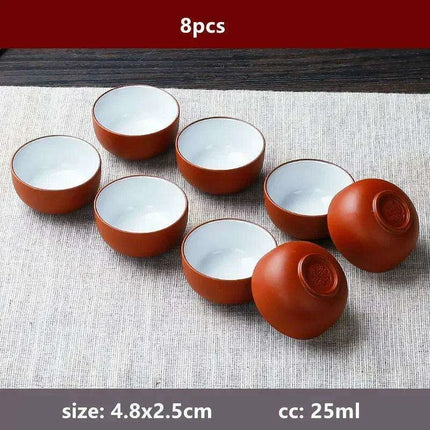 Exquisite Portable 8-Piece Handmade Yixing Purple Clay Teacup Set for Tea Lovers