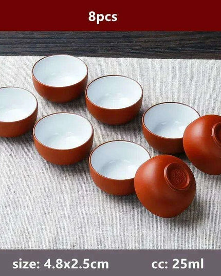 Exquisite Portable 8-Piece Handmade Yixing Purple Clay Teacup Set for Tea Lovers