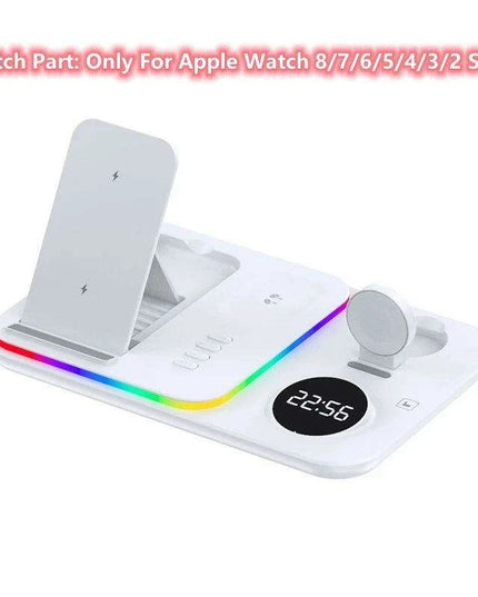 5-in-1 Fast Charging Wireless Dock with RGB LED for Apple Watch, AirPods, iPhone, Galaxy Watch, and Samsung Devices