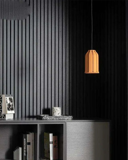 Retro-Inspired Orange Concrete Pendant Light for Contemporary Interiors