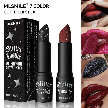 7Colors Glitter Lipstick Waterproof Long Lasting Diamond Pearlescent Metallic Lipstick Black Lipgloss Women Lips Makeup Cosmetic 7colors-glitter-lipstick-waterproof-long-lasting-diamond-pearlescent-metallic-lipstick-black-lipgloss-women-lips-makeup-cosmetic