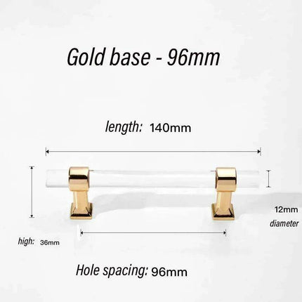 Luxurious Gold Acrylic Drawer Handles with Crystal Detailing - Chic Cabinet Pulls